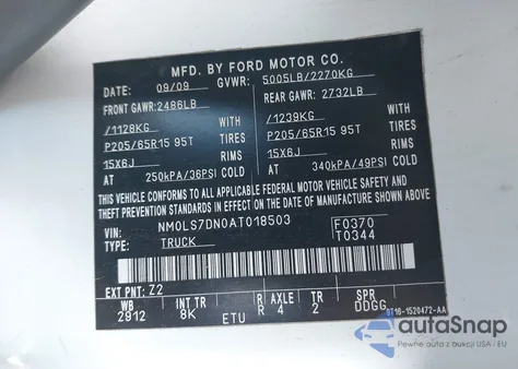 2010 Ford Transit Connect Xlt from USA, damaged, VIN NM0LS7DN0AT018503